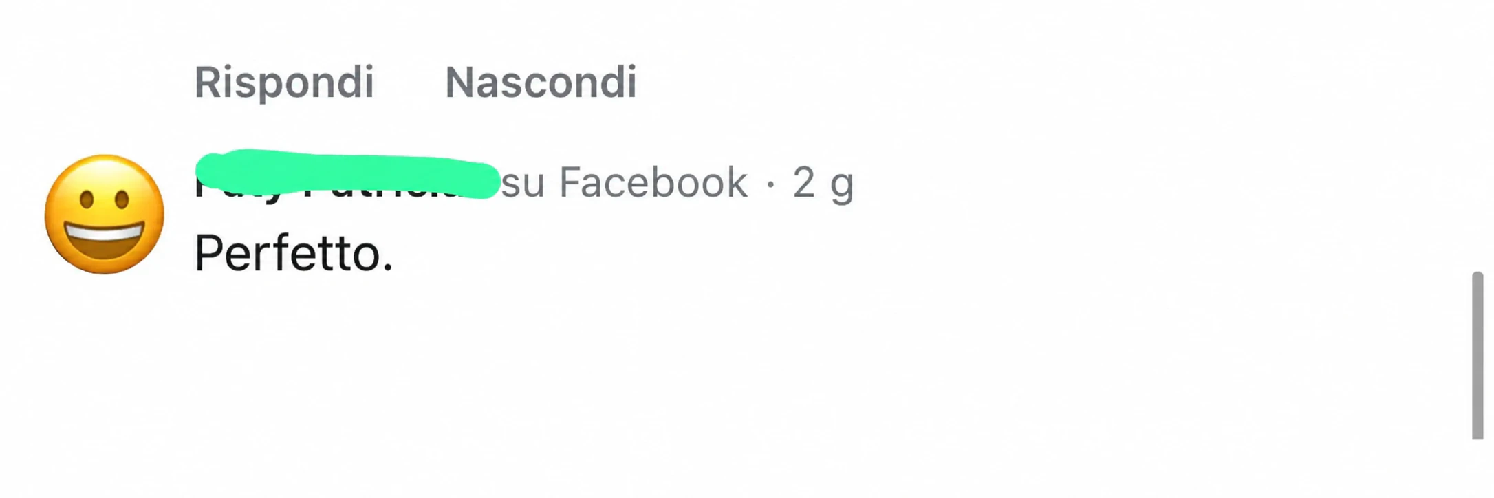 Commento di un cliente: Perfetto